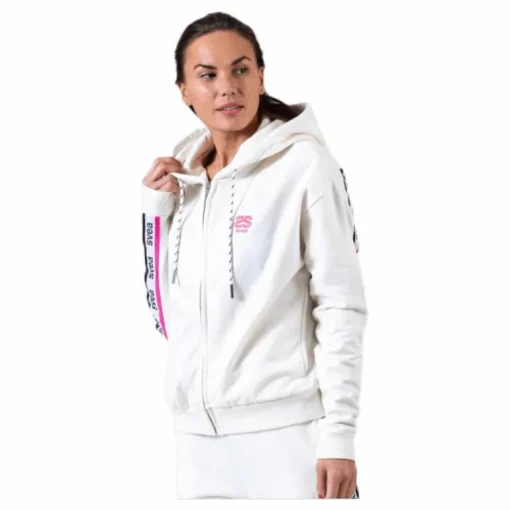 Woven Logo Tape Zip Hood White