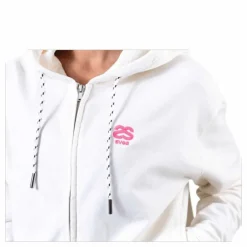 Woven Logo Tape Zip Hood White