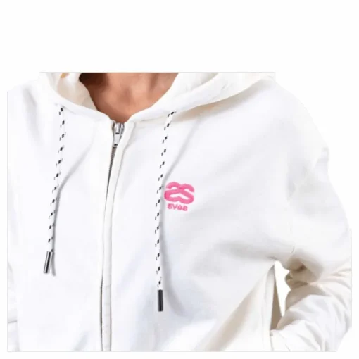 Woven Logo Tape Zip Hood White